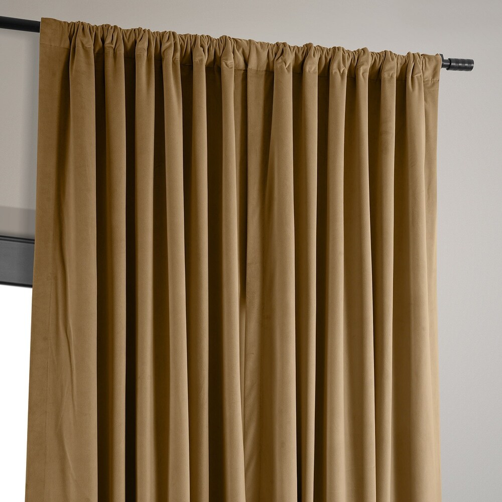 Exclusive Fabrics Signature Extra Wide Amber Gold Velvet Blackout Curtain (1 Panel)   Luxurious Blackout Drapery