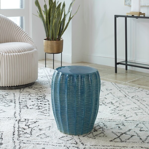 Uttermost Harbor Aqua Blue Garden Stool