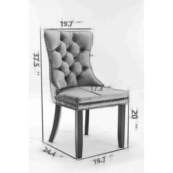 2Pcs Dining Chairs Set， High-end Velvet Upholstered Accent Chairs Button Tufted Dining Chairs with Wood Legs and Nailhead Trim