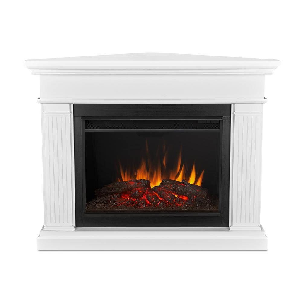 Real Flame Kennedy Grand 56 in. Corner Electric Fireplace in Dark White 8050E-W