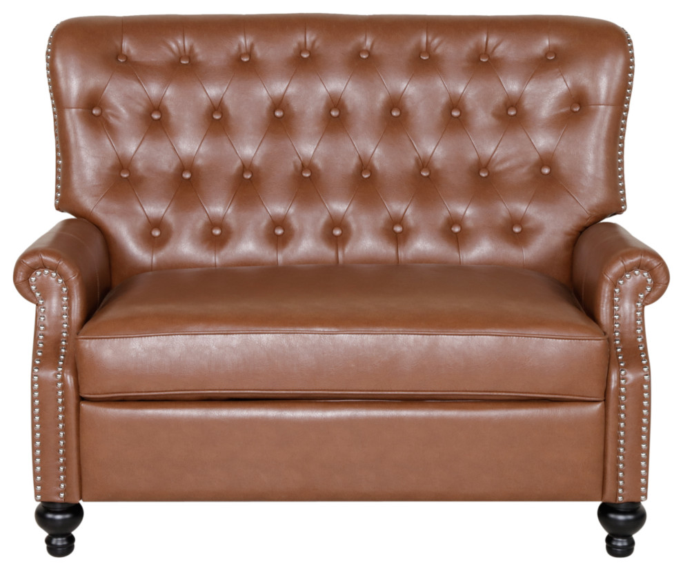 Belknap Faux Leather Tufted Oversized Recliner  Nailhead Trim   Traditional   Recliner Chairs   by GDFStudio  Houzz