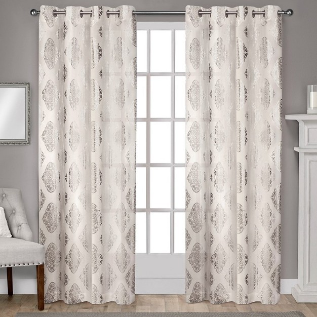 2pk Light Filtering Augustus Metallic Curtain Panels Off White Exclusive Home