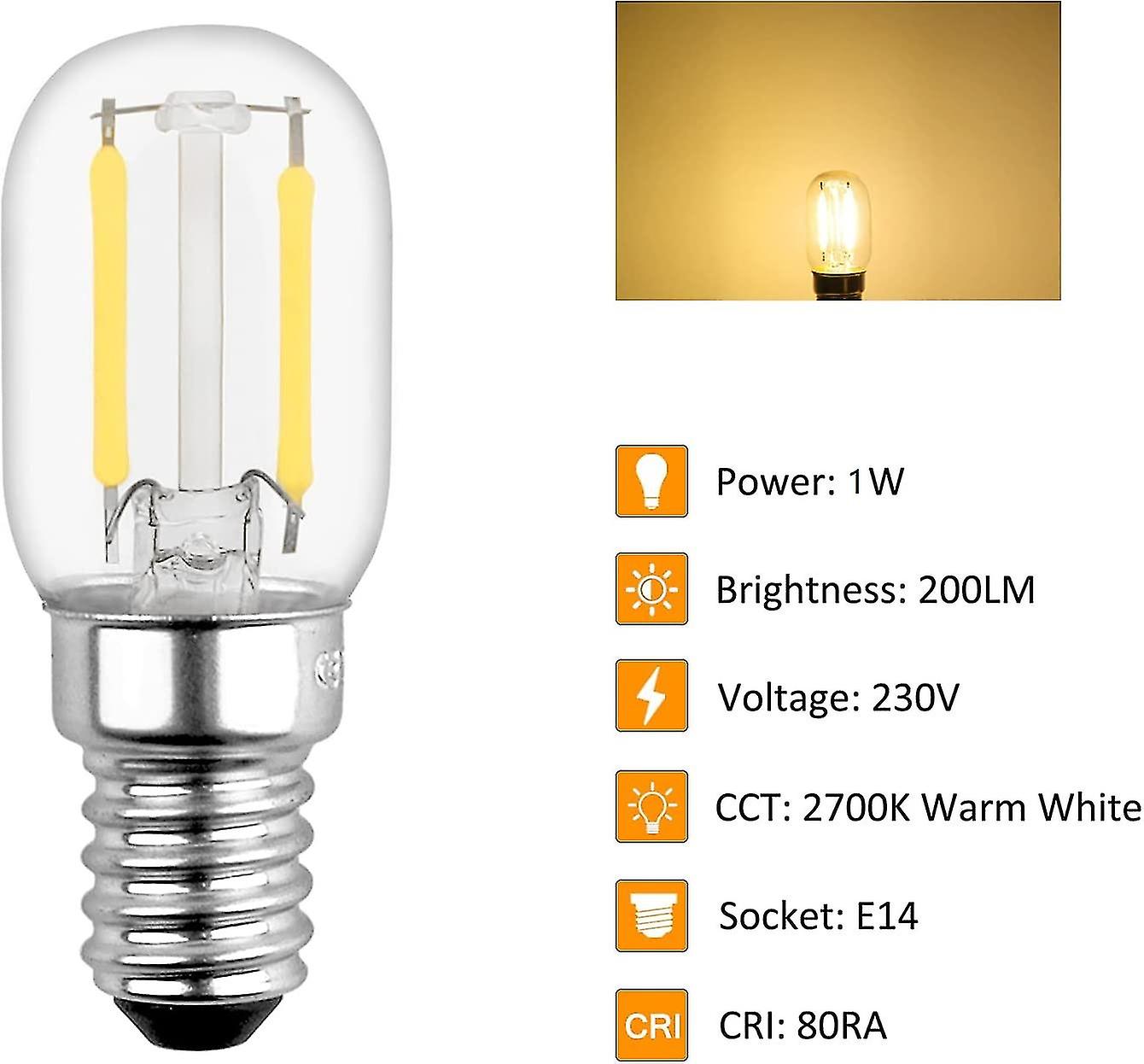 1w E14 Led Bulb For Frid， T22， Equivalent To 15w E14 Ndescent， Warm 2700k， 230v， S E14 Led For Frid/salt Lamp/kids ， Pack