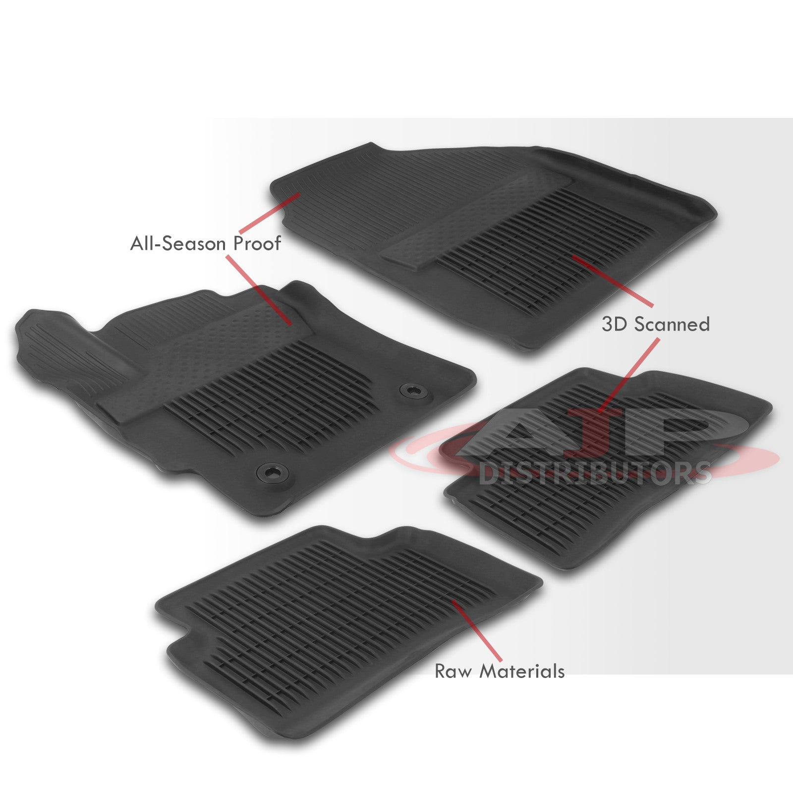 AJP Distributors All Weather Season Protection Guard Heavy Duty 3D Molded TPE Rubber Floor Mats Liner Front Rear Set Compatible/Replacement For Toyota Corolla E210 4-Door Sedan 2020 2021 2022 20 21 22