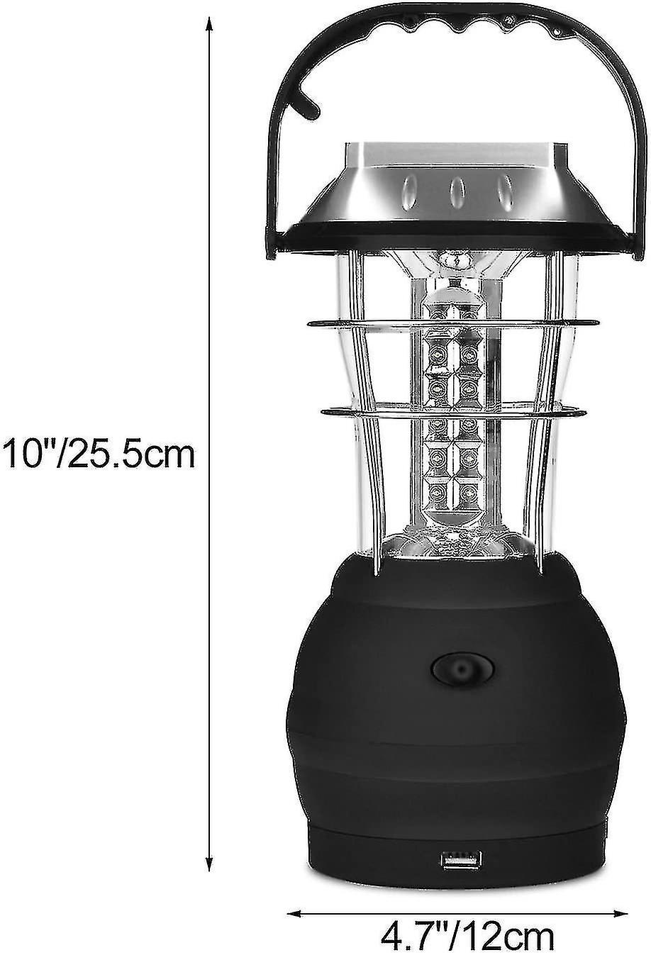 Camping Lanterns Led Solar Lamp Hand Crank Dynamo Waterproof Portable Emergency Light Black