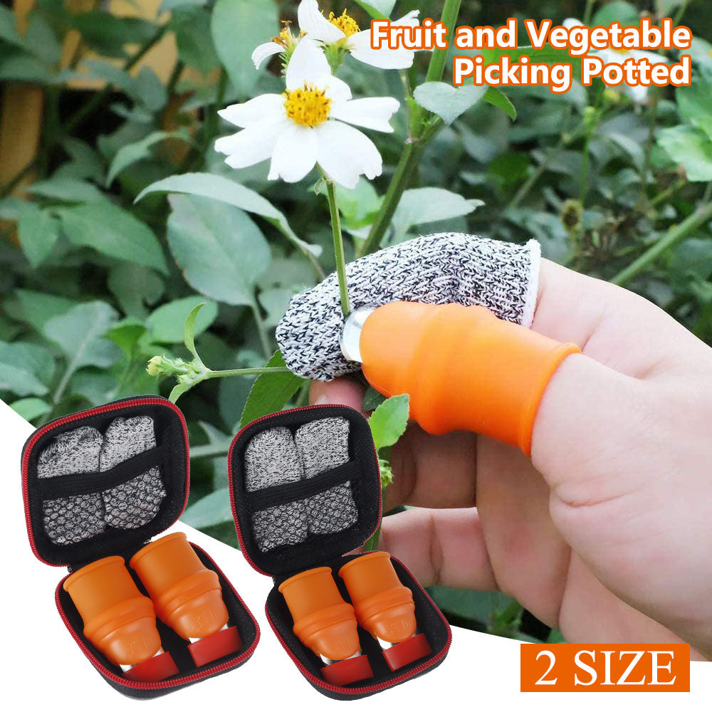 HOTBEST Garden Silicone Thumb Knife Picking Portable Fruit Vegetable Potted Harvesting Plants Trim Set with Separator Finger Protectors Vegetable Gardening Tools