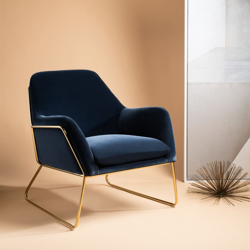 Chiara Metal Frame Accent Chair Navy   Contemporary   Armchairs And Accent Chairs   by Virgil Stanis Design  Houzz