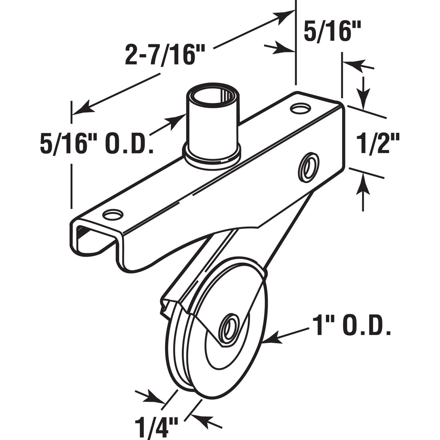 Prime-Line 1 in. D X 0.25 in. L Nylon/Steel Roller Assembly 2 pk