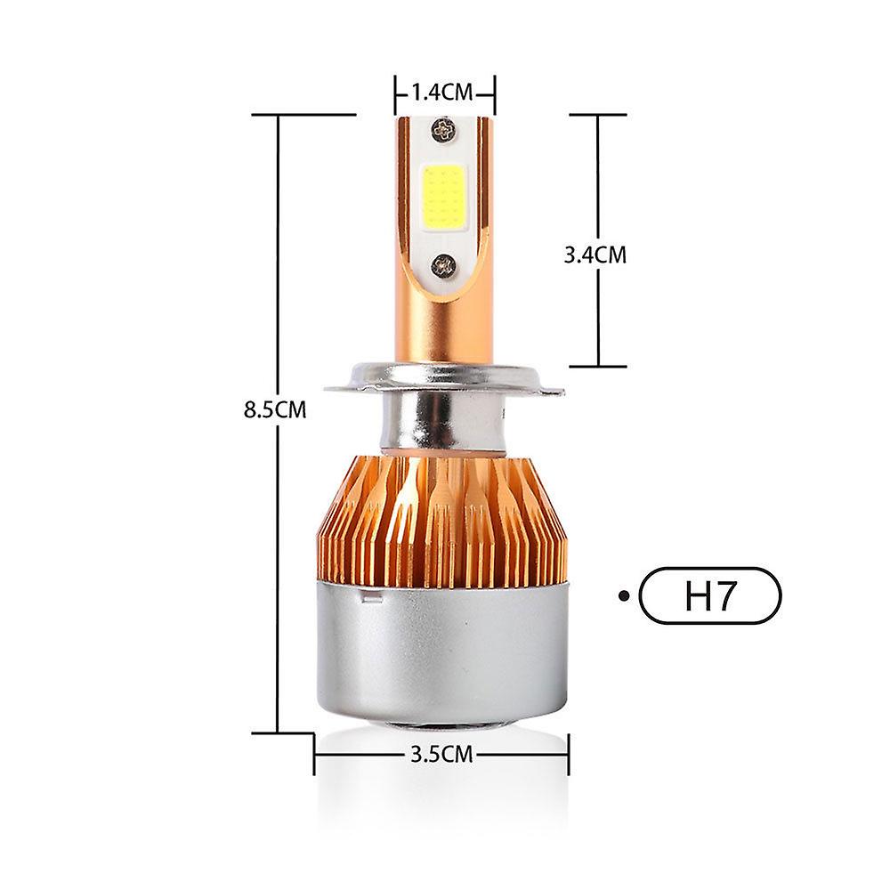 2x H7 72w 16000lm Led Auto Car Headlights Driving Bulbs High Or Low Beam 6000k