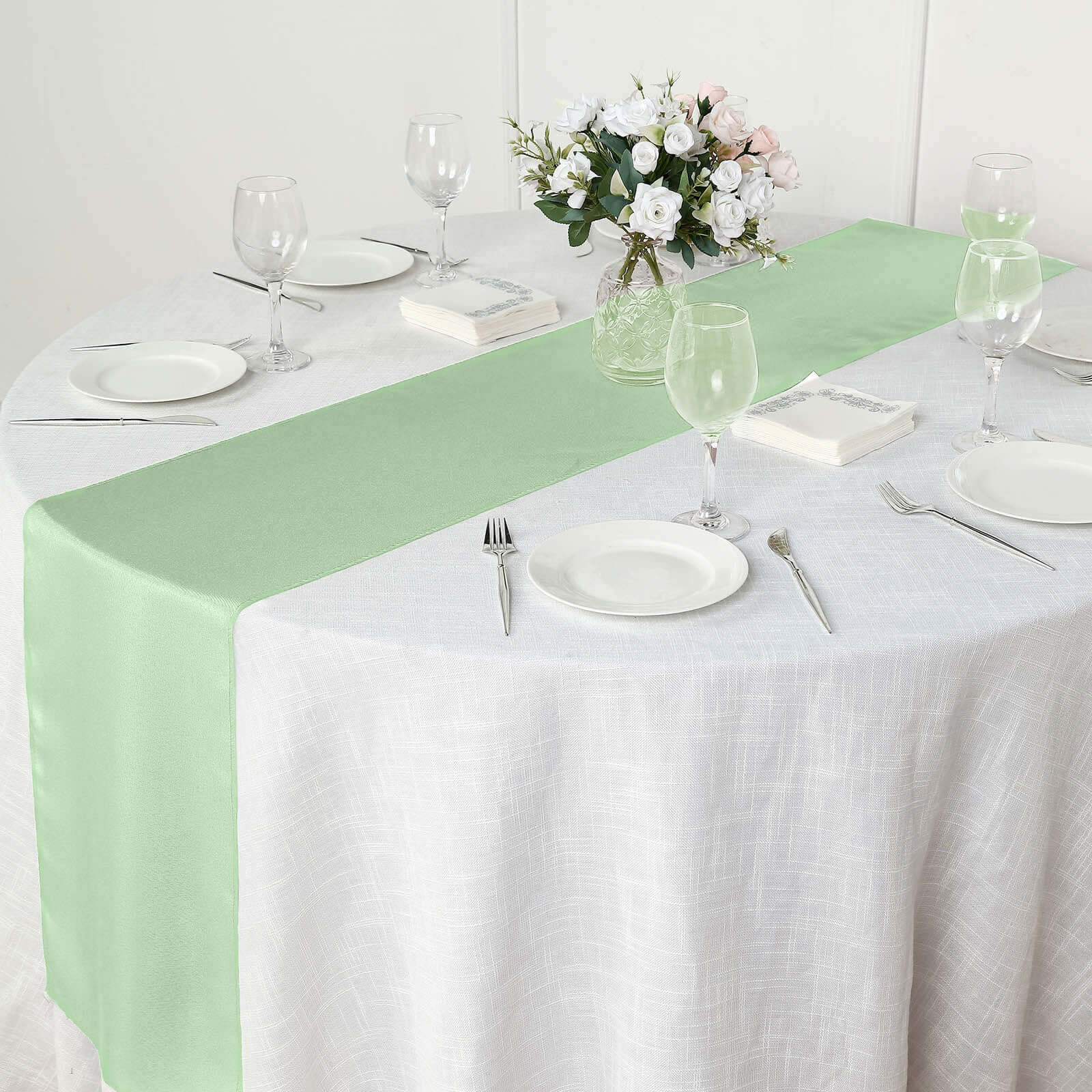 Sage Green Polyester Table Runner 12