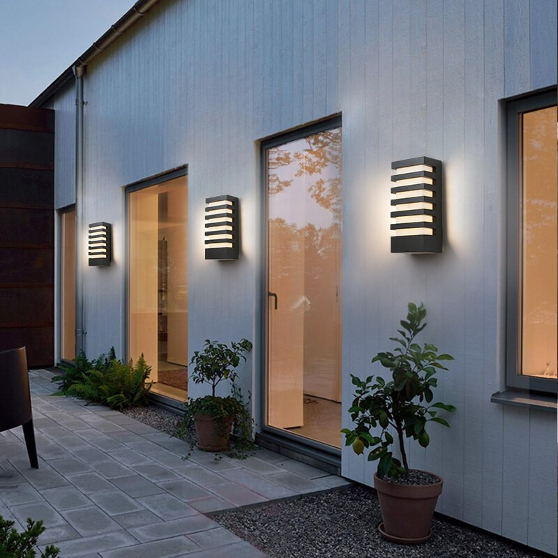 Black Outdoor Waterproof Aluminum LED Wall Sconce For Porch  Garden   Transitional   Outdoor Wall Lights And Sconces   by Miron Demid LLC  Houzz