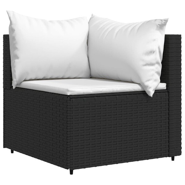 vidaXL Patio Lounge Set with Cushions Brown/Black/Gray Poly Rattan