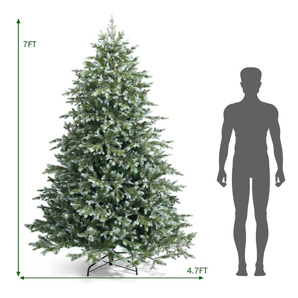 Costway 7ft Artificial Christmas Spruce Hinged Tree w/ 1260 Mixed PE and