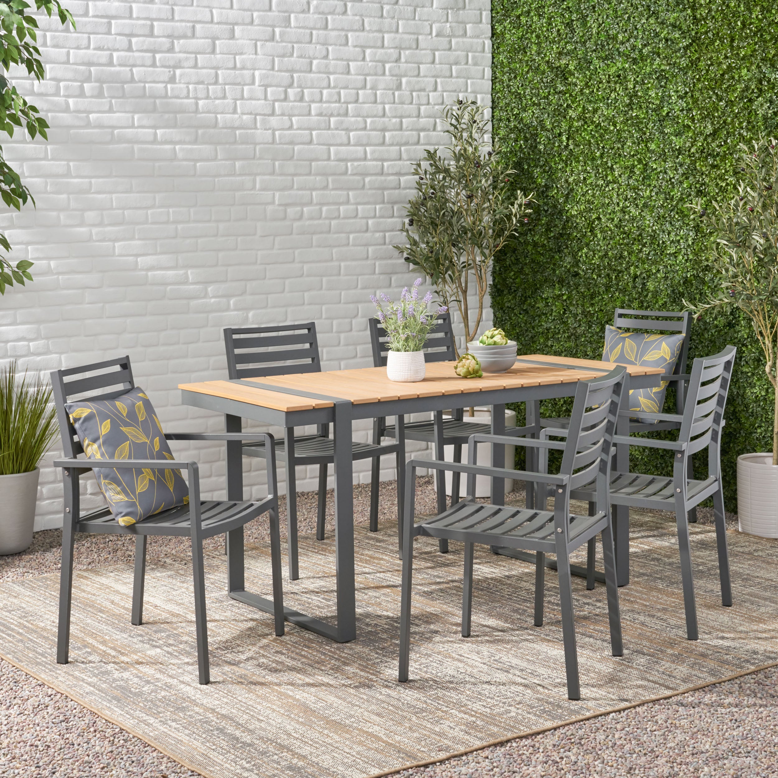 Mora Outdoor 7 Piece Aluminum Dining Set