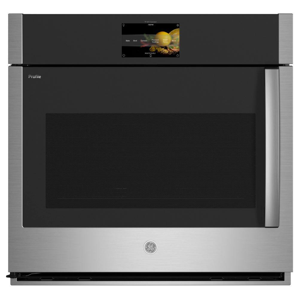 GE Profile Profile Smart 30 in. Single Electric Wall Oven with Left-Hand Side-Swing Doors and Convection in Stainless Steel PTS700LSNSS