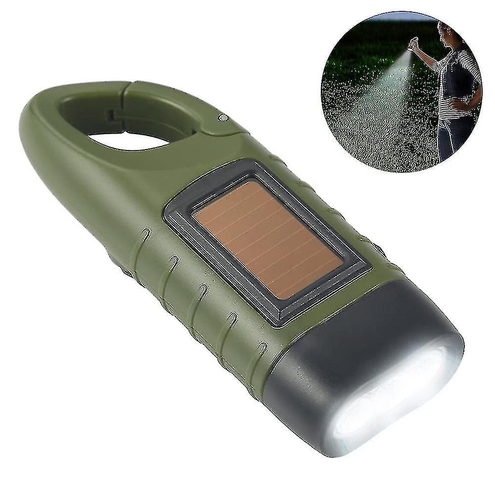 2pcs Hand Crank Solar Powered Flashlight， Emergency Rechargeable Led Flashlight， Survival Flashlight