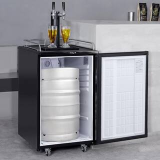 VEVOR Beer Kegerator Dual Tap Draft Beer Dispenser Full Size Keg Refrigerator With Shelves CO2 Cylinder Drip Tray  Rail DZSZPJGY2163LD8WUV1