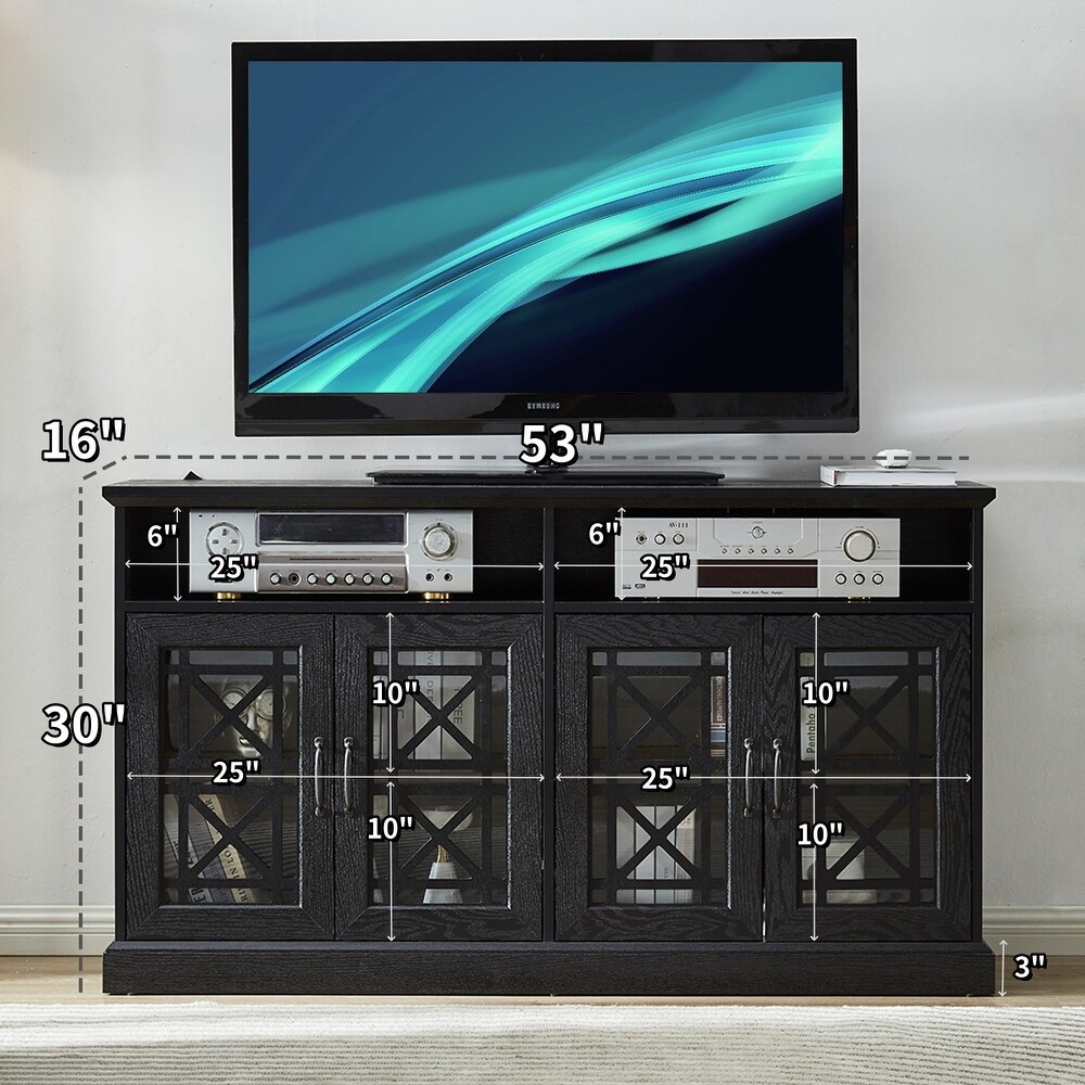 Storage Buffet Sideboard TV Console   TV Console Cabinet Table  Black   16 inches in width