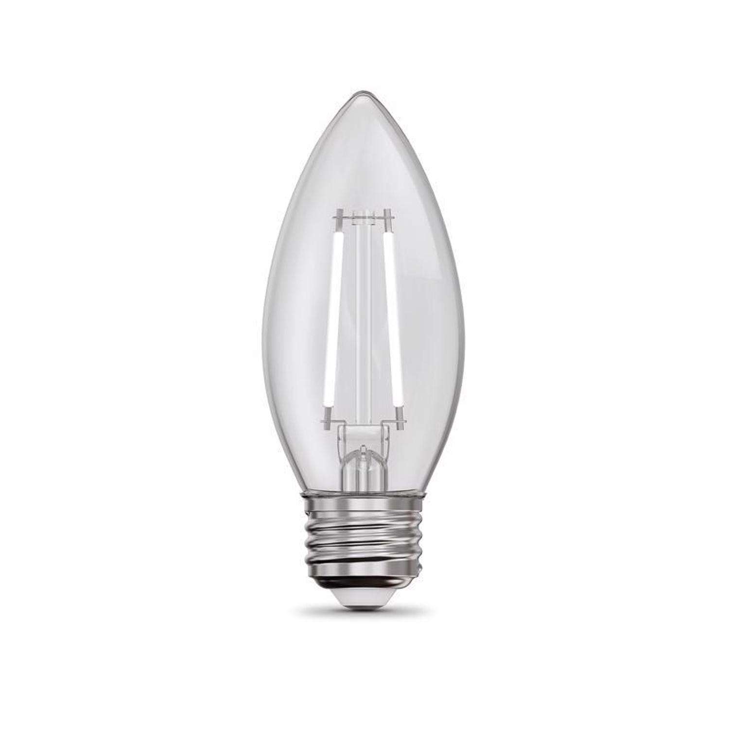 Feit White Filament B10 E26 (Medium) Filament LED Bulb Soft White 60 Watt Equivalence 2 pk