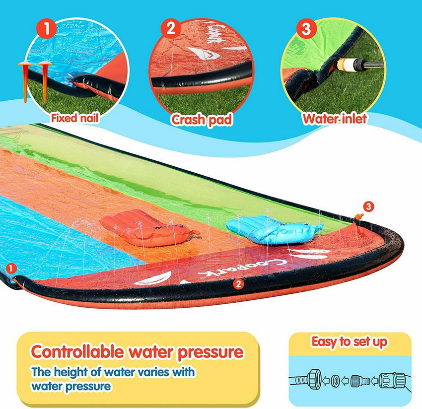 16' Slip and Slide Water Slide for Kids and Adults Inflatable Slide Surf Ride TY18