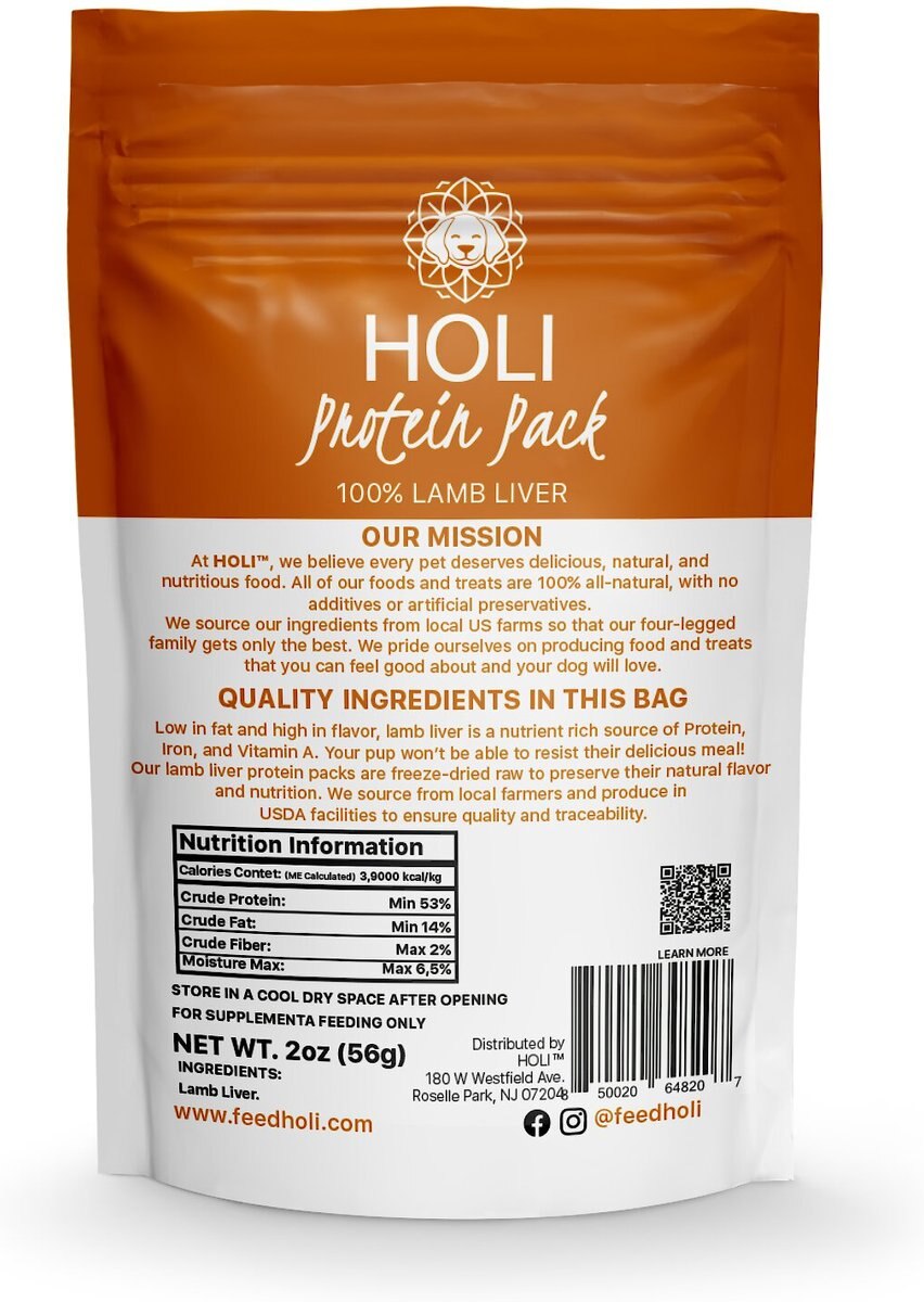 HOLI Lamb Liver Protein Pack Grain-Free Freeze-Dried Dog Food Topper