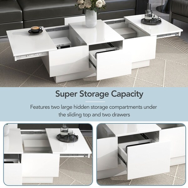 Multifunctional Coffee Table with 2 large Hidden Storage Compartment