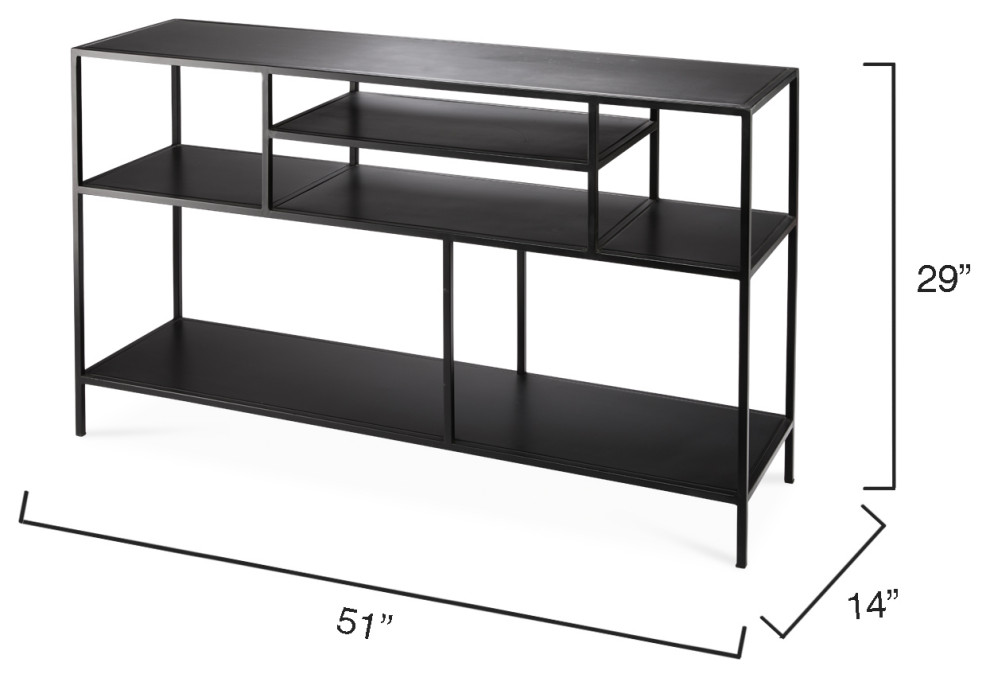 Jamie Young Element Shelved Console Table In Black Iron 20ELEM COBK   Industrial   Console Tables   by HedgeApple  Houzz