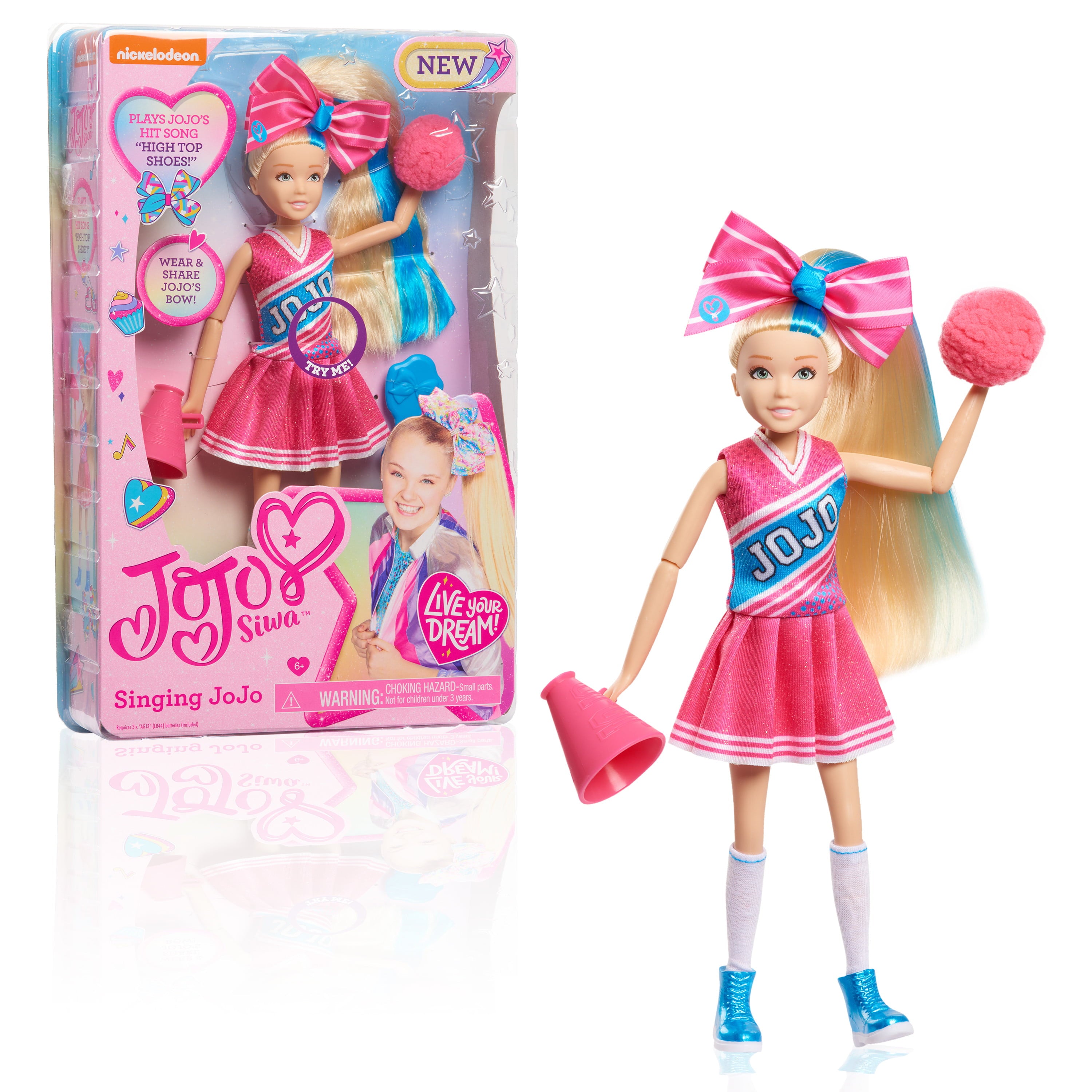 JoJo Siwa 10 Inch Singing Doll, Sings High Top Shoes, Pink Cheerleading Outfit and Accessories,  Kids Toys for Ages 6 Up, Gifts and Presents