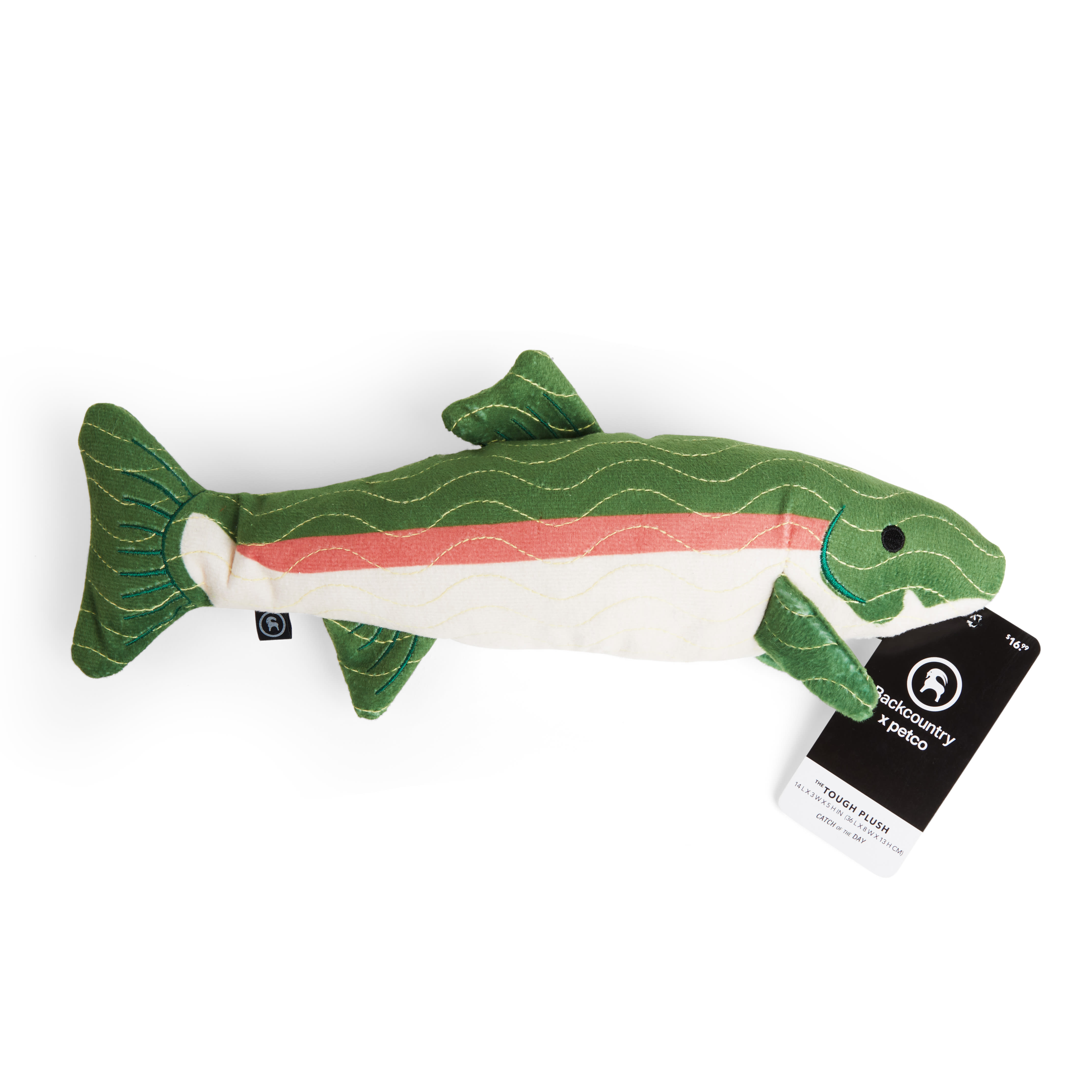 BACKCOUNTRY X PETCO Green Trout Tough Plush Dog Toy， X-Large