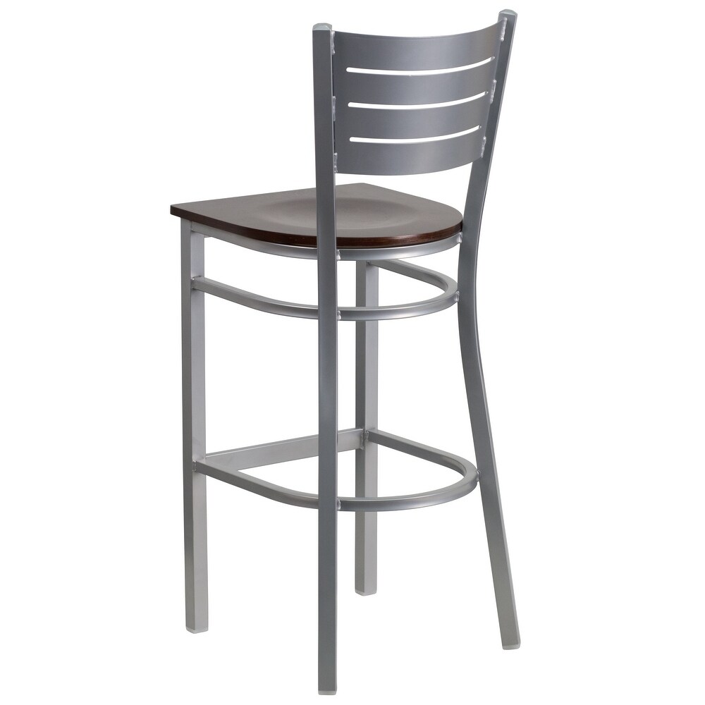 2 Pack Slat Back Metal Restaurant Barstool   16.5\