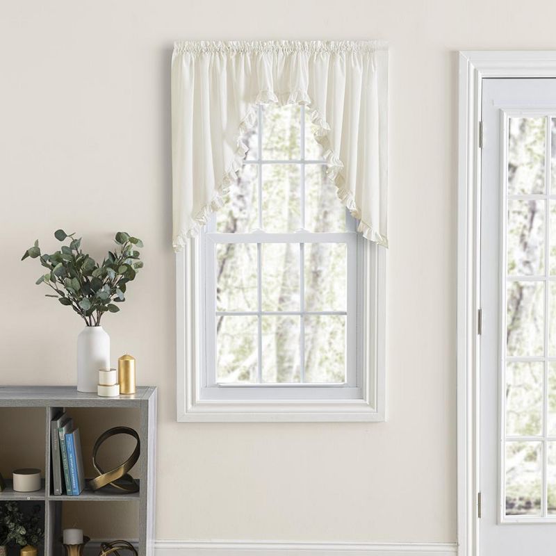 Ellis Home Classic Narrow Ruffle Rod Pocket Swag Curtain Panel