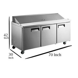 Cooler Depot 70 in. W 15.5 cu. ft. Commercial Food Prep Table Refrigerator Cooler in Stainless Steel dxxxsp72