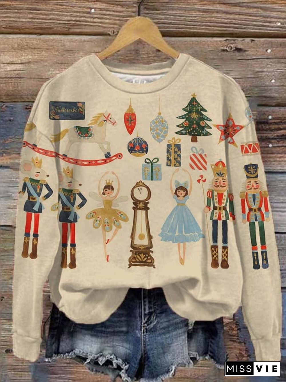 Women's Retro Christmas Print Casual Sweatshirt