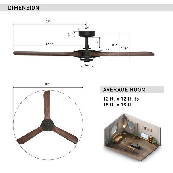 Aerofanture 52-inch Wood 3-blade Outdoor Porch Ceiling Fan with Remote Shopping - The Best Deals on Ceiling Fans | 38741056