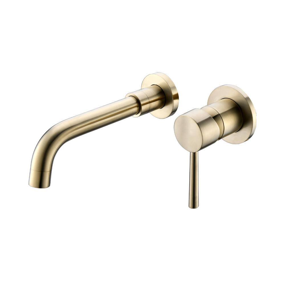 UPIKER Modern Single Handle Wall Mounted Bathroom Faucet with 2 Holes Brass Rough-in Valve in Brushed Gold UP2301SFG0002