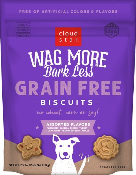 Cloud Star Wag More Bark Less Assorted Flavors Grain-Free Dog Crunchy Treats， 2.5-lb bag