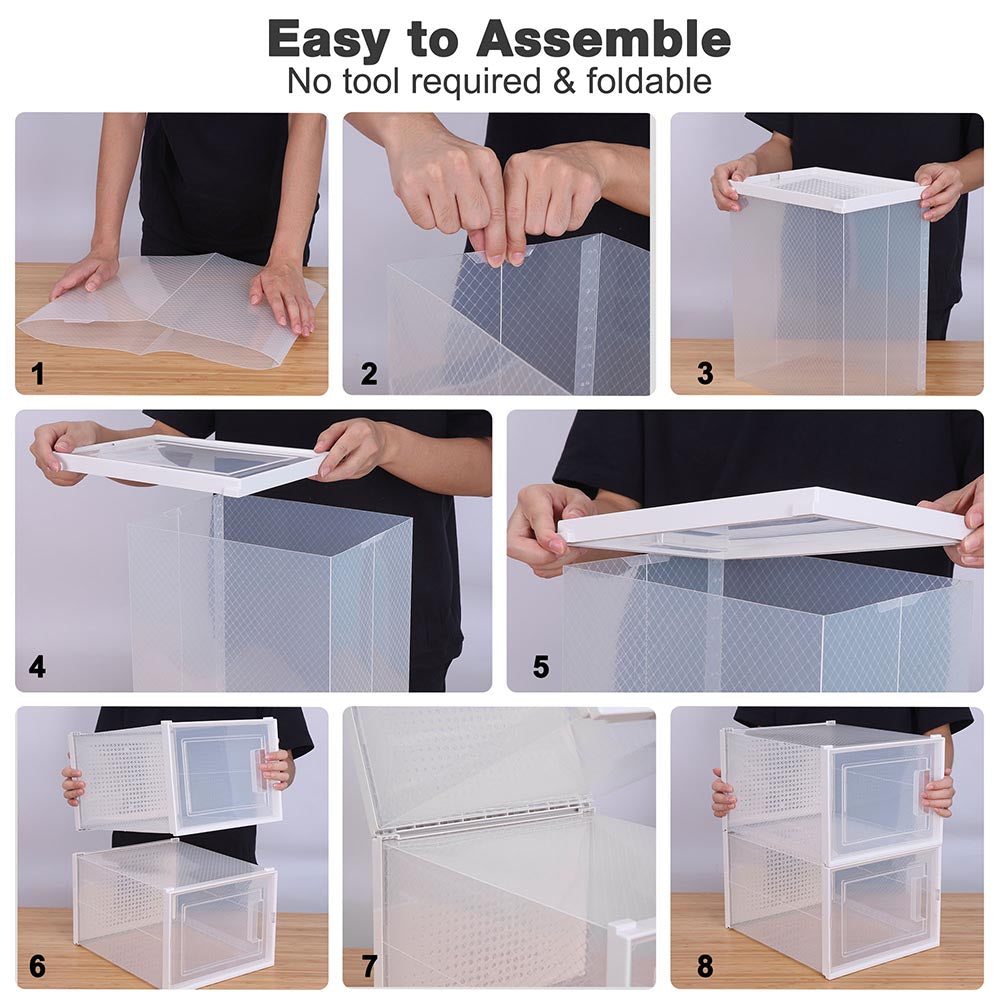 Yescom Clear Shoe Box Stackable Under Bed Storage 14x11x8