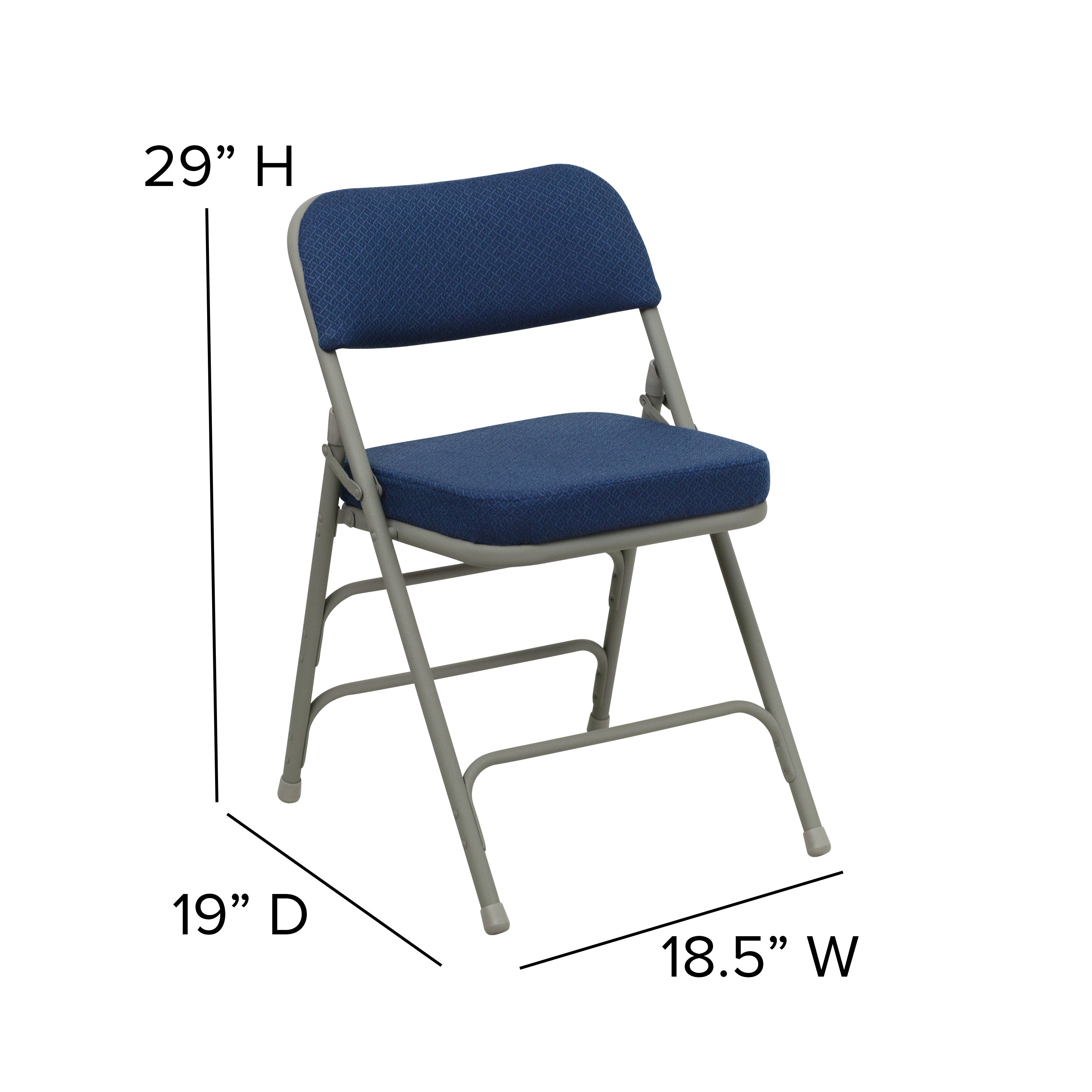 Hercules Hinged Fabric Padded Folding Chair - 4-Pack, Navy Blue