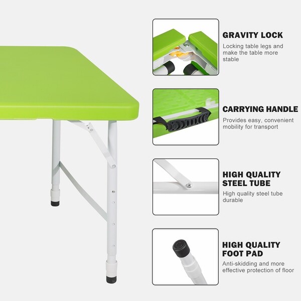 4ft Portable Folding Table Indoor Outdoor Foldable Table for Camping