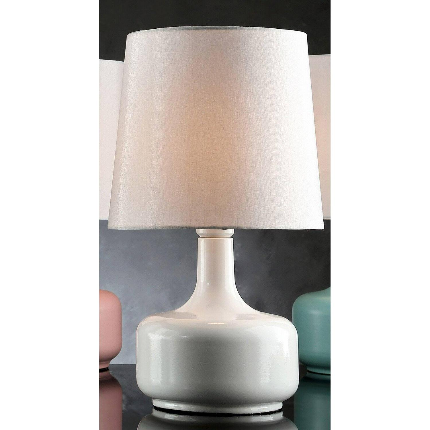 1725  CHERU POWDER WHITE MIDCENTURY MODERN TOUCH ON METAL TABLE LAMP  Crowdfused