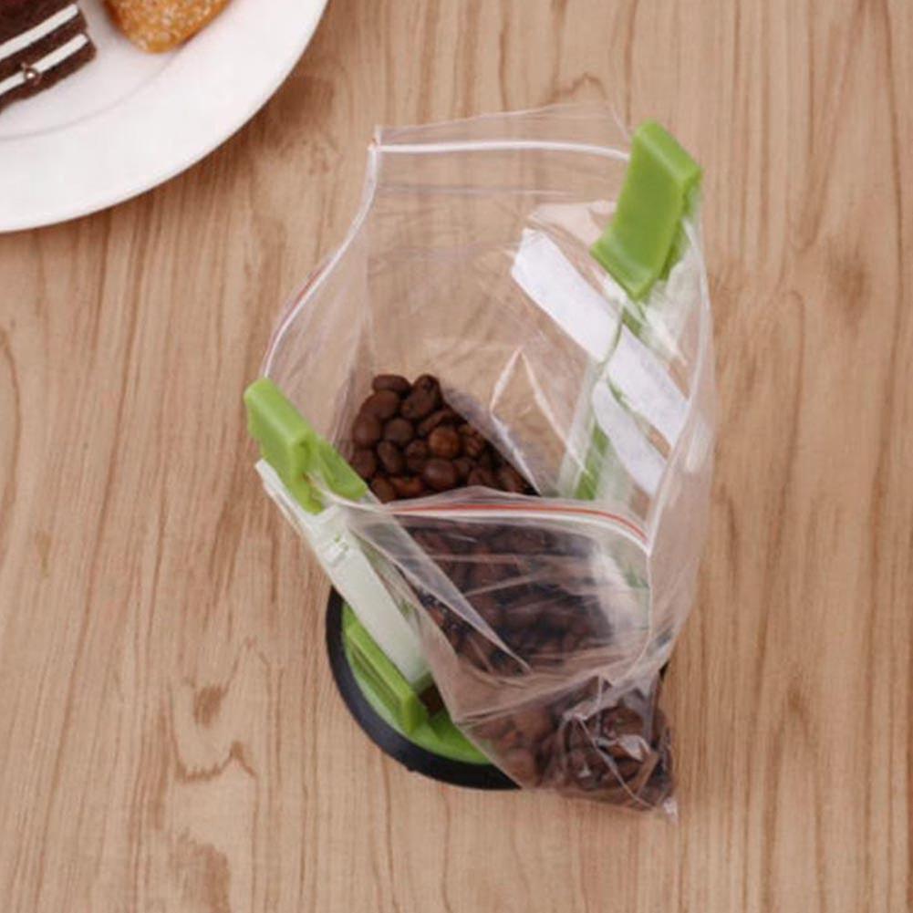 Adjustable Hands Free Baggy Rack Clip Kitchen Food Storage Bag Opener Holder Anti slip (Green)