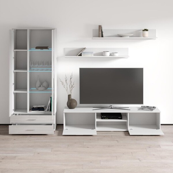 Soho 8 Modern Wall Unit Entertainment Center with LED Lights