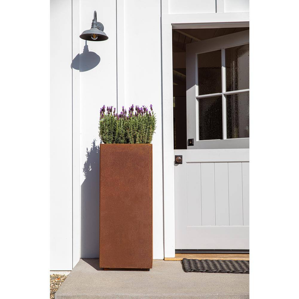 Veradek Pedestal Tall Rust Corten Steel Metal Square Planter PEDVTLCS