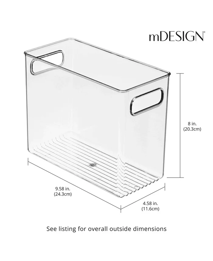 mDesign Tall Plastic Kitchen Storage Organizer Bin with Handles 2 Pack Clear