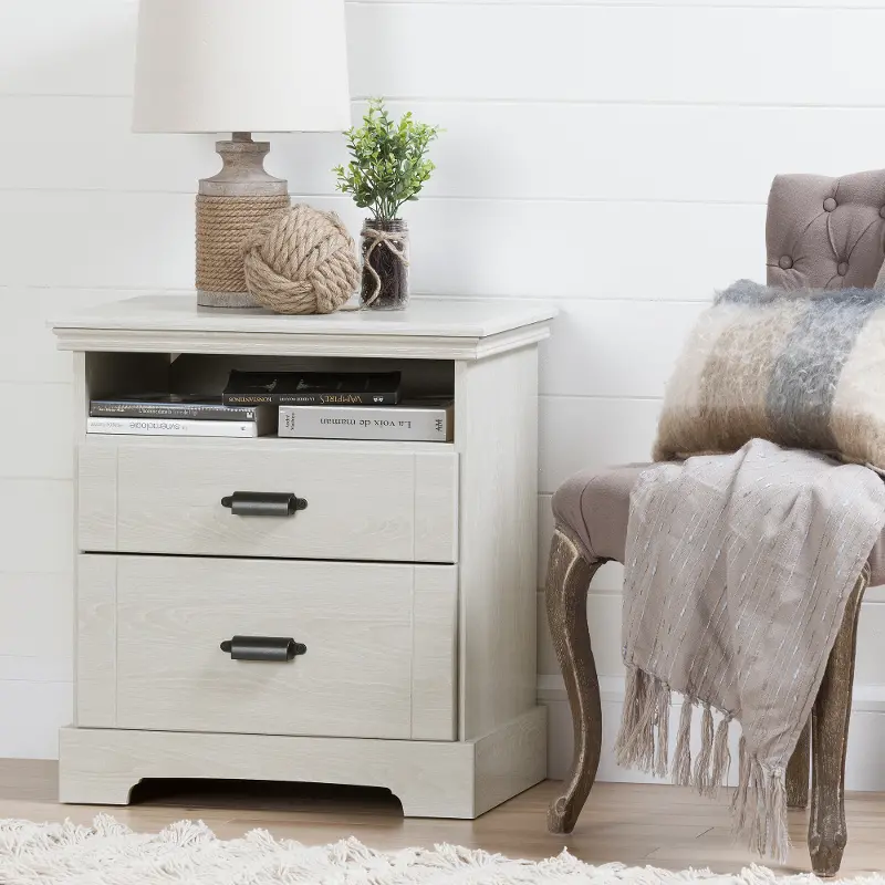 Avilla Winter Oak 2-Drawer Nightstand - South Shore