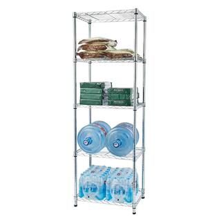 Karl home Silver 5-Tier Heavy Duty Steel Freestanding Garage Storage Shelving Unit (17.72 in. W x 71 in. H x 21.65 in. D) 302992573426