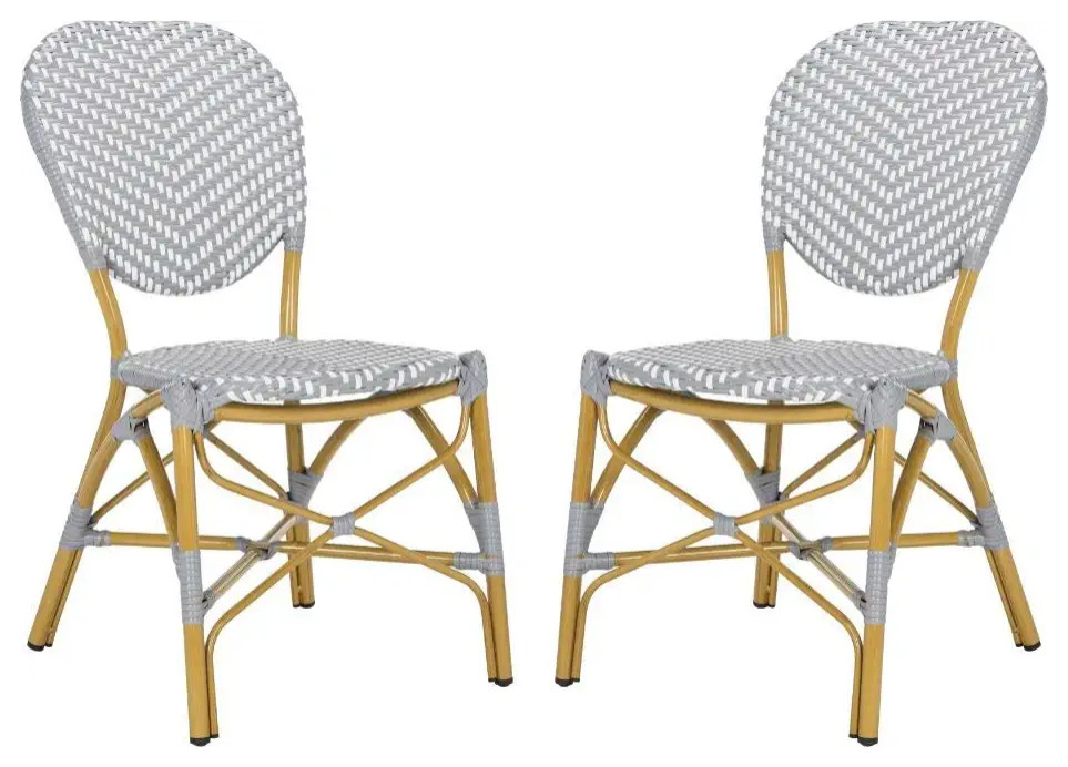 2 Pack Stackable Outdoor Dining Chair  Armless Woven PE Wicker Seat   Tropical   Outdoor Dining Chairs   by Decor Love  Houzz