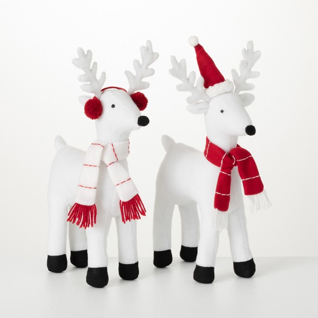 Playful Plush Reindeer Multicolor 17 quot h Set Of 2