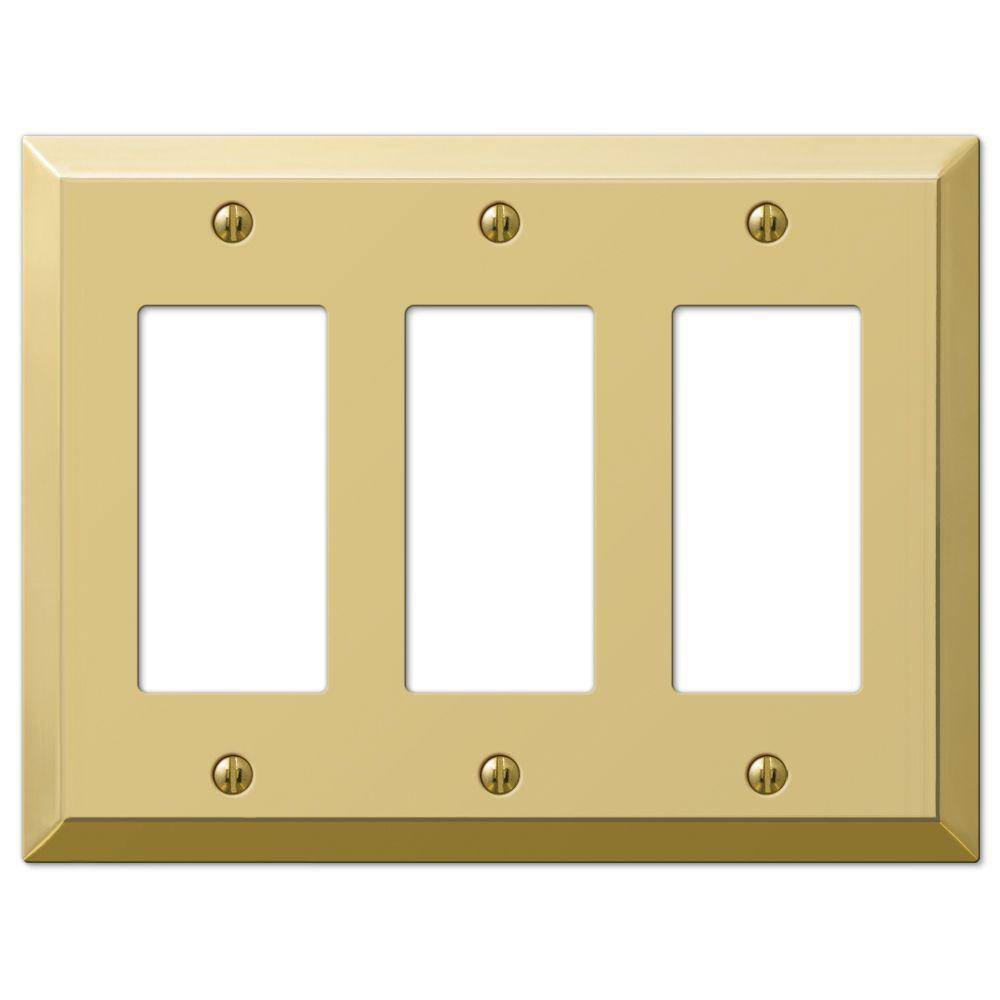 AMERELLE Metallic 3 Gang Rocker Steel Wall Plate - Polished Brass 163RRRBR