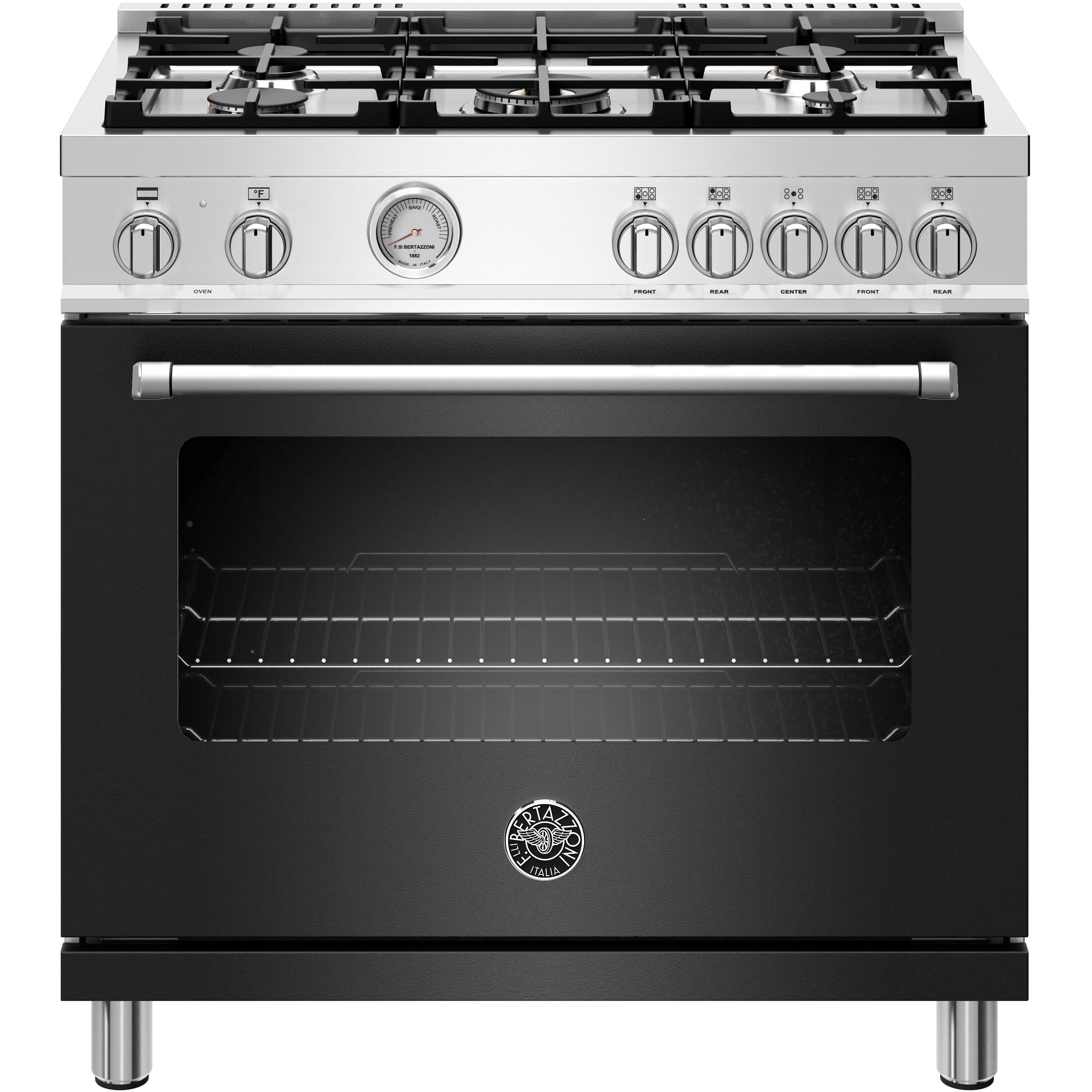 Bertazzoni 36-inch Freestanding Dual Fuel Range with Convection Technology MAST365DFMNEE